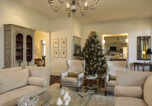 The Kellers’ holiday decorations were chosen to blend with the neutral hues that would be used for their daughter Coco’s wedding at home on New Year’s Eve. 