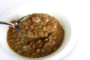 The traditional Greek lentil soup, cooked with carrots, onions, garlic and celery - cheap, delicious and nutritious