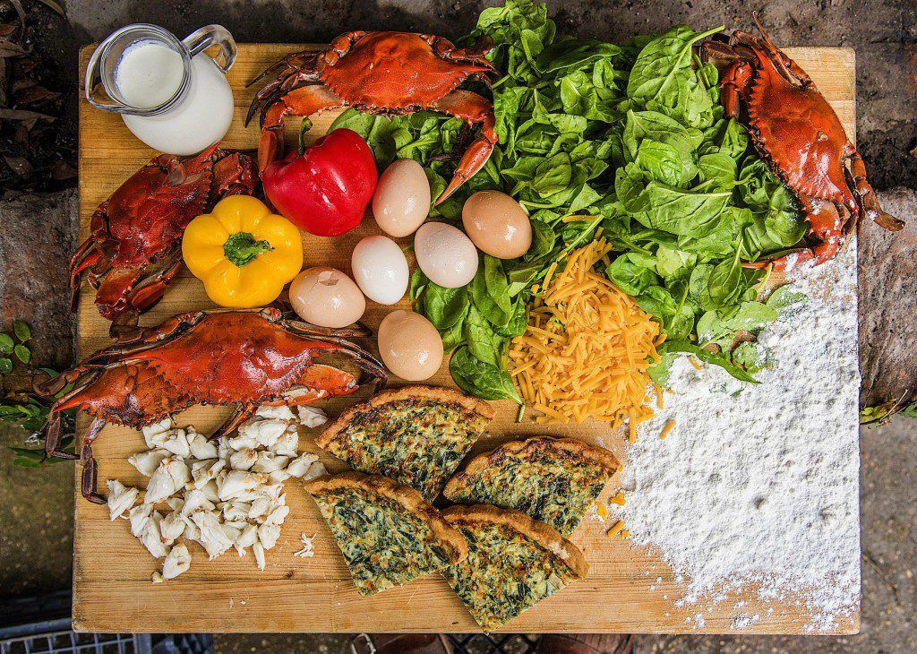 Upper Crust John Folse's Spinach and Crabmeat Quiche inRegister