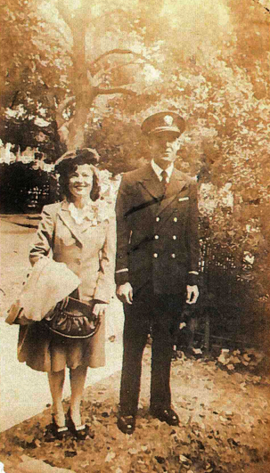 Hawkins and her husband Murray on their honeymoon, one year after their marriage-by-telephone.