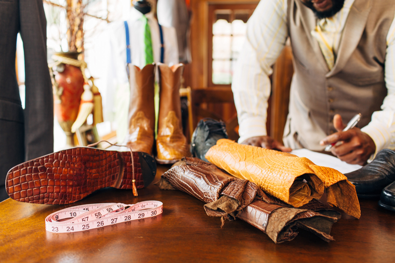 Alligator, crocodile, ostrich and eel are just a few of the leathers available to be made into shoes, belts and purses.