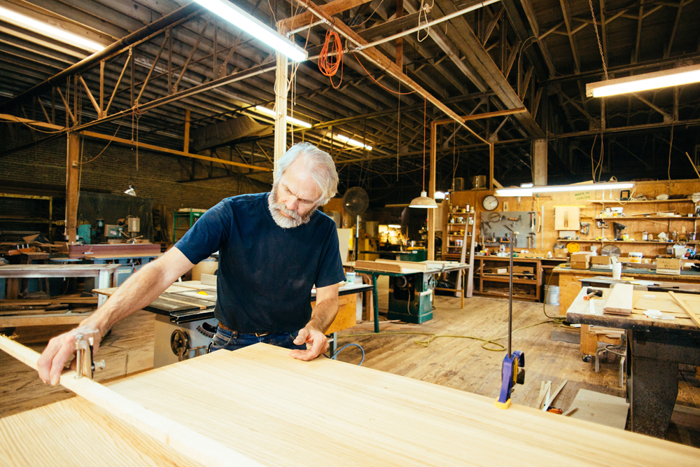 Thomas’ passion is creating custom furniture pieces in his Laurel Street workshop.