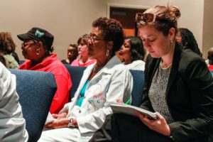  Citizens take notes at an Assembly on Excellence put on by Our Schools…Our Excellence, a MetroMorphosis initiative created to help improve educational outcomes for students in north Baton Rouge.
