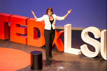 When Ghawi was a child, her grandmother told her that a girl is like a vase—if it cracks, it cannot be fully repaired. So it was a profound moment when, during her TEDxLSU talk in 2014, she let a glass vessel shatter. 