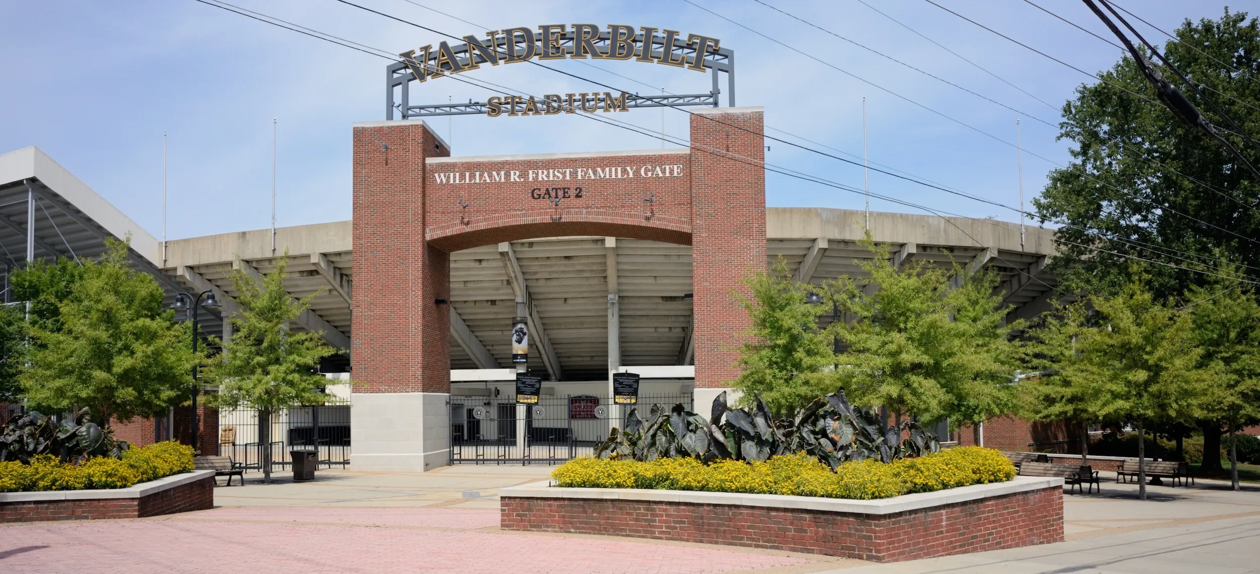 Vanderbilt Stadium Gate 2 entrance with sign.
