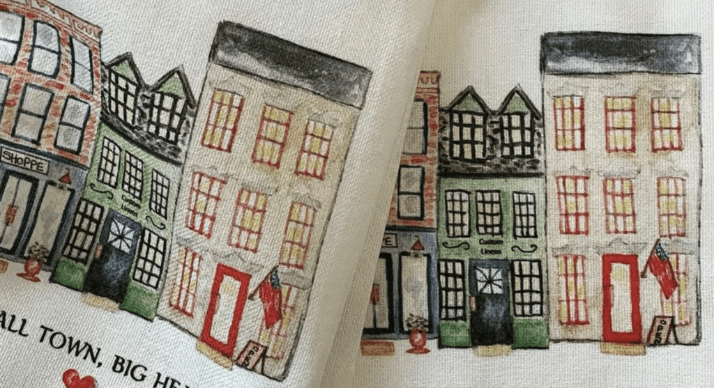 Spotted Baton Rouge tea towels from Custom Linens inRegister
