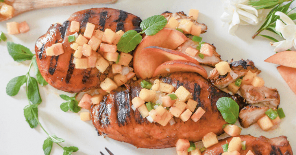 This grilled molasses and peach salsa chicken recipe smacks of
