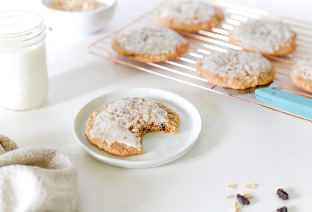 This iced oatmeal raisin cookie recipe supersizes a family favorite