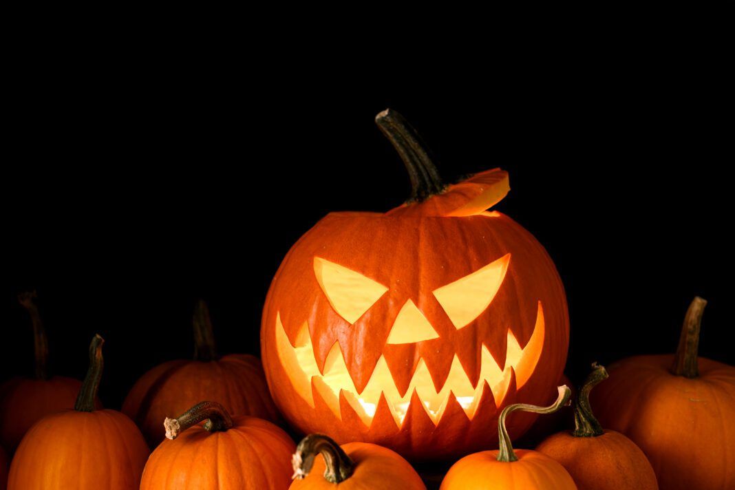 Glowing jack-o'-lantern lit from inside
